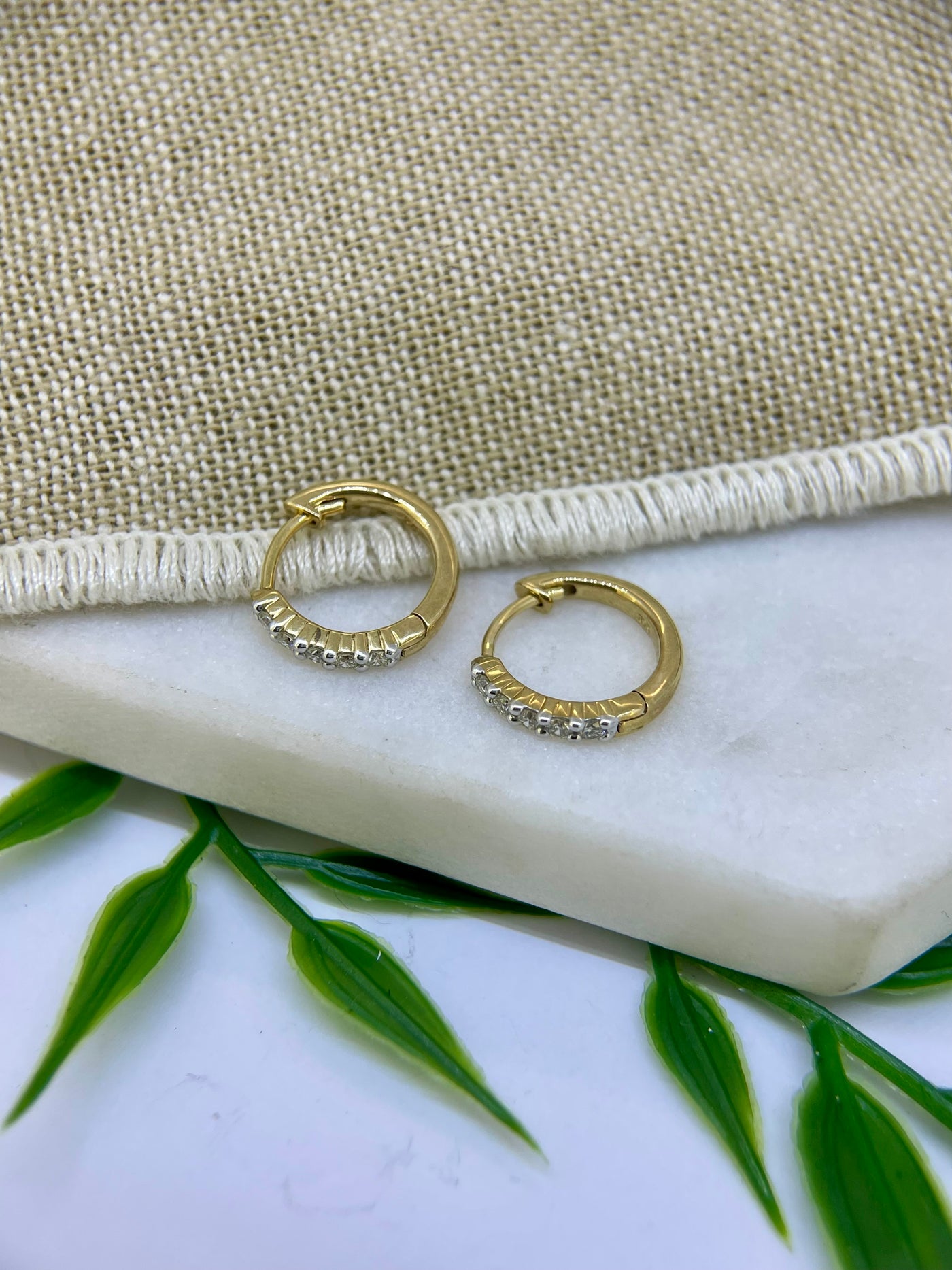 9ct Yellow Gold Diamond Huggies