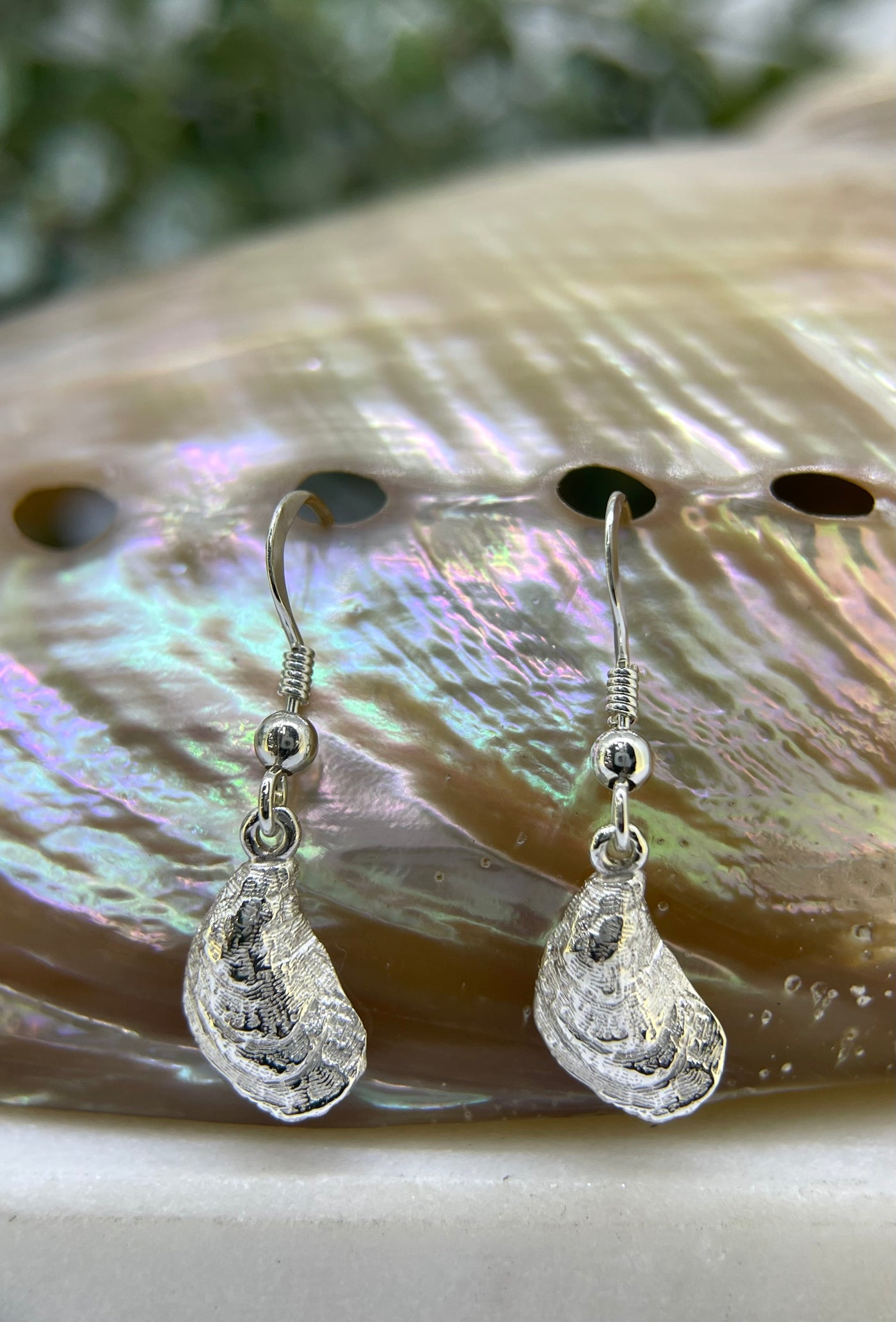 Sterling Silver Oyster Drop Earrings