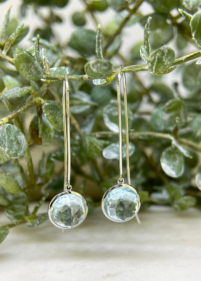 9ct White Gold Topaz Drop Earrings