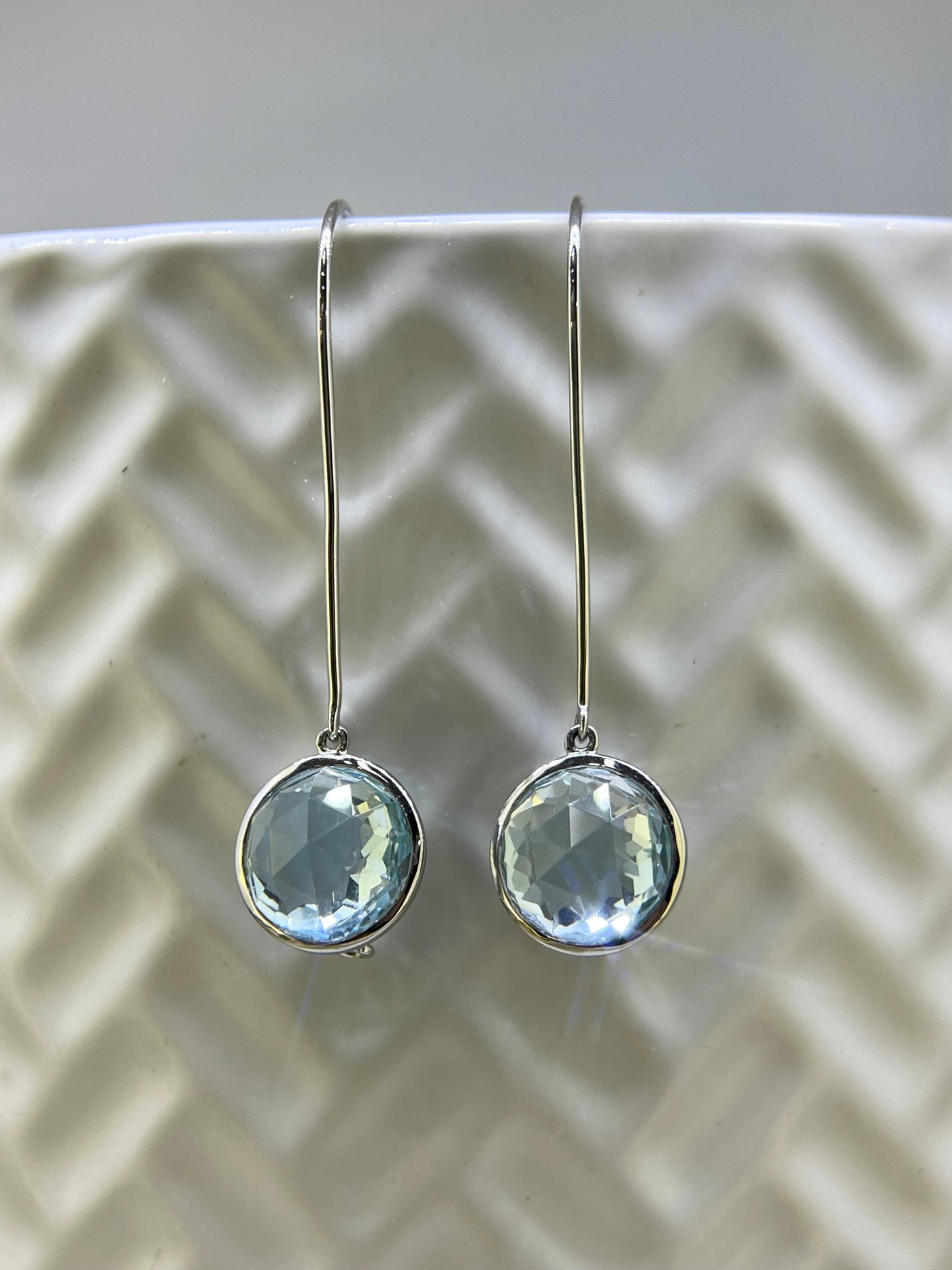 9ct White Gold Topaz Drop Earrings