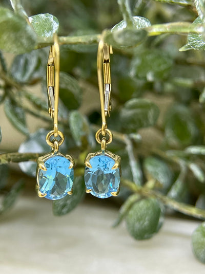 9ct Yellow Gold Oval Topaz Drop Earrings