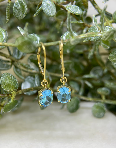 9ct Yellow Gold Oval Topaz Drop Earrings