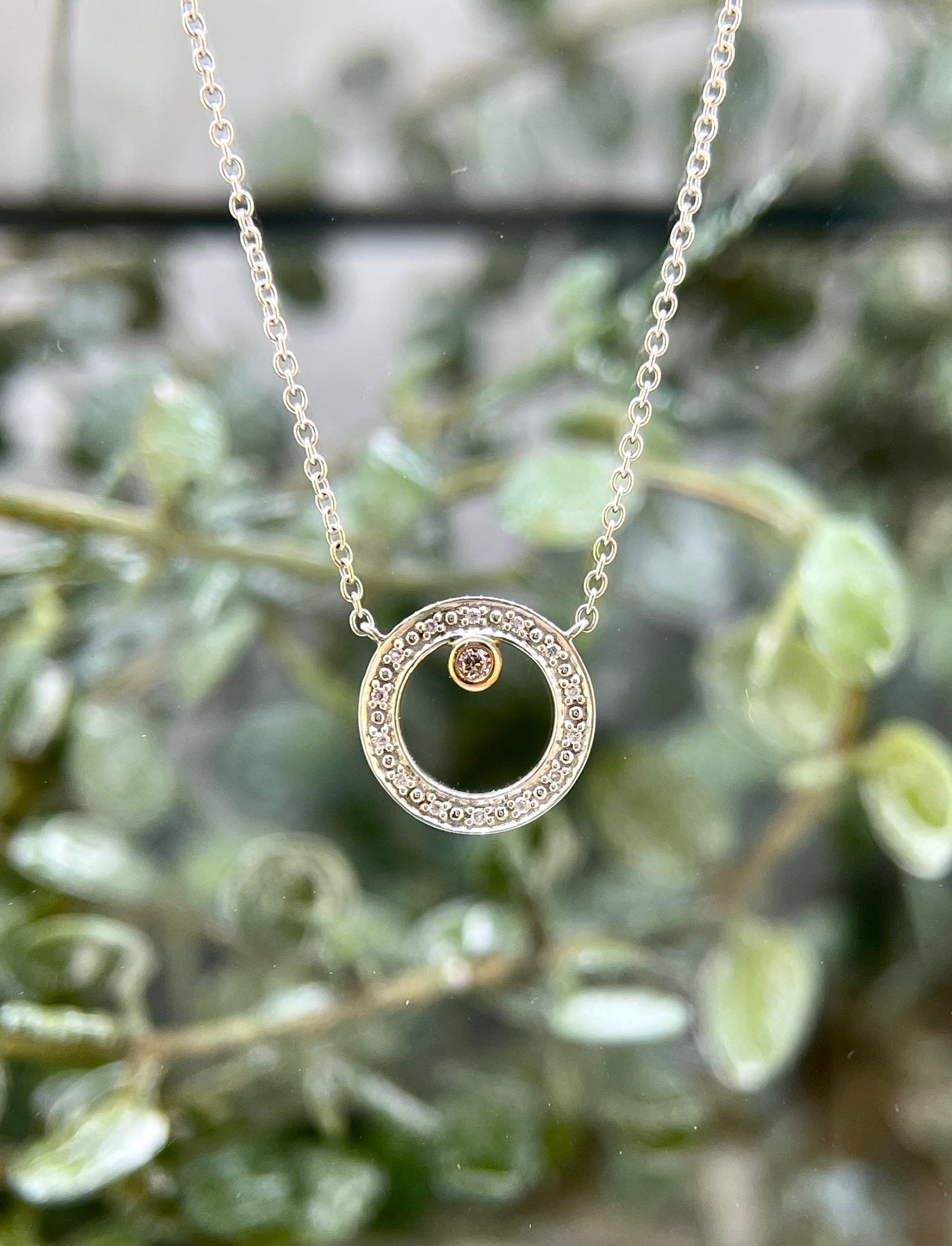 9ct Gold Diamond Circle Necklace