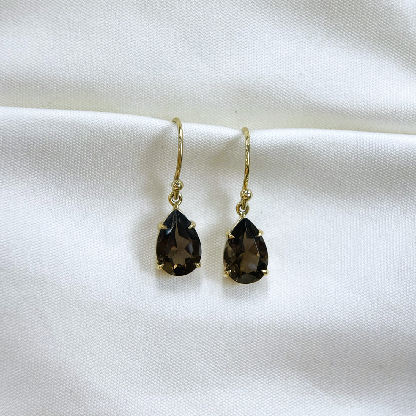 9ct Yellow gold Smokey Quartz drops