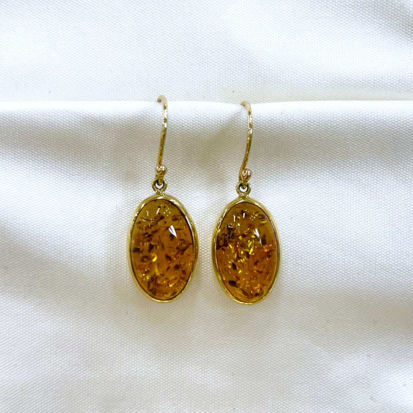 9ct Yellow gold Amber drops