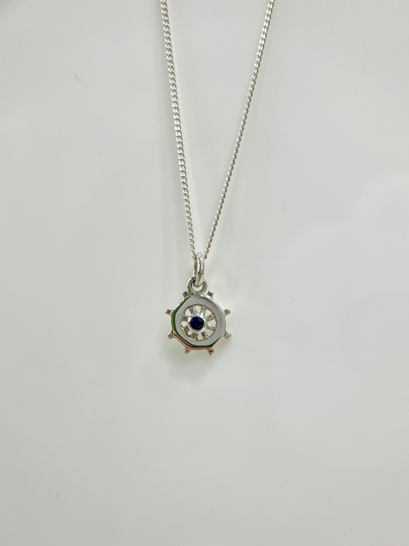 Ship's Wheel  Sapphire Pendant