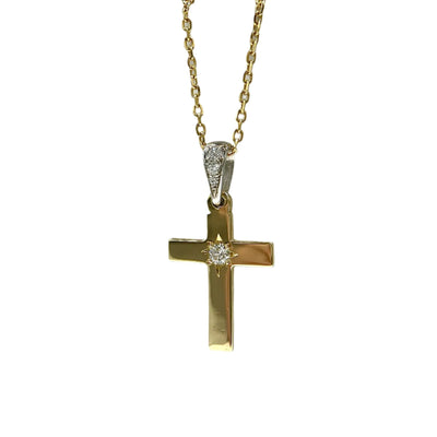 Handmade 18ct Yellow/White gold Diamond Cross pendant