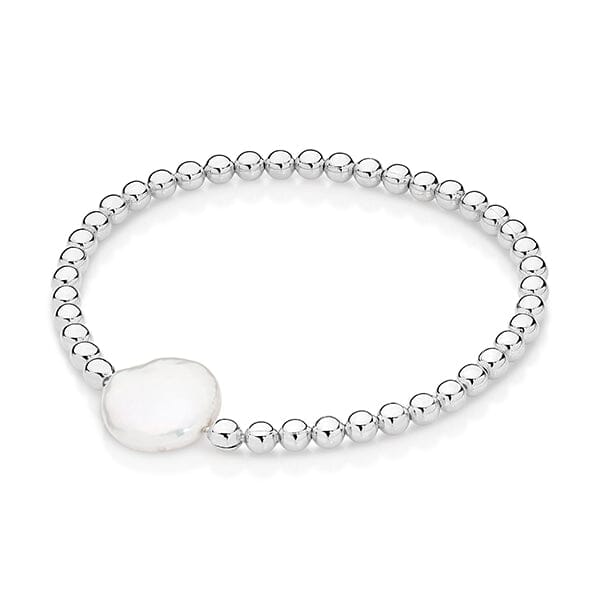 Sterling silver pearl bead bracelet