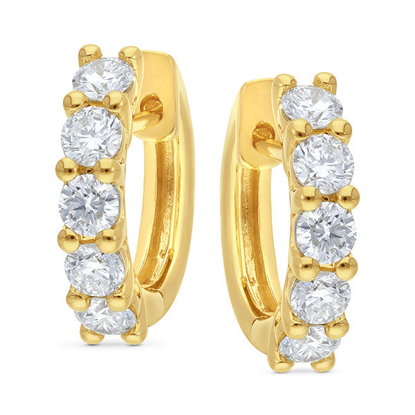 9ct Yellow Gold & Lab grown diamonds huggies