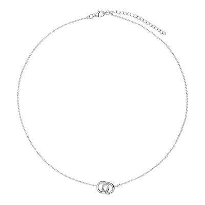 Silver interlocked rings necklace