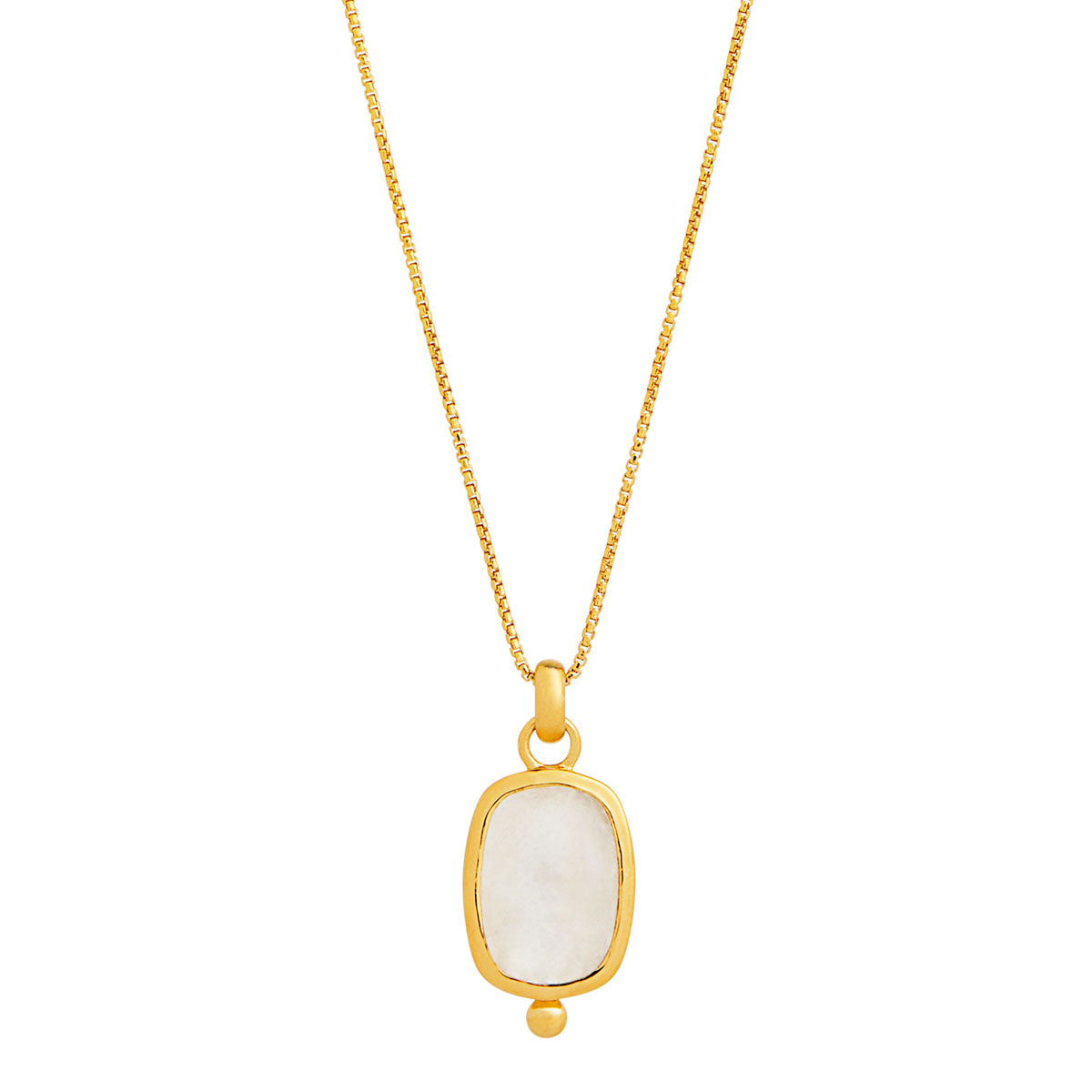 Fleur Yellow Gold Plated Rainbow Moonstone Necklace