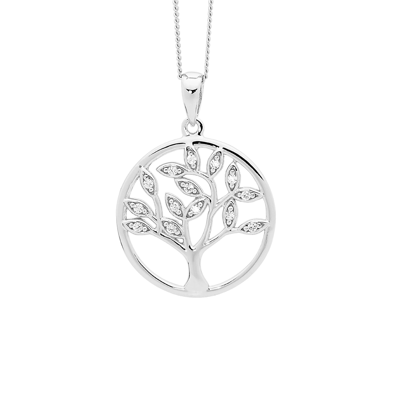 Sterling Silver Tree of Life Pendant with cubic Zirconia