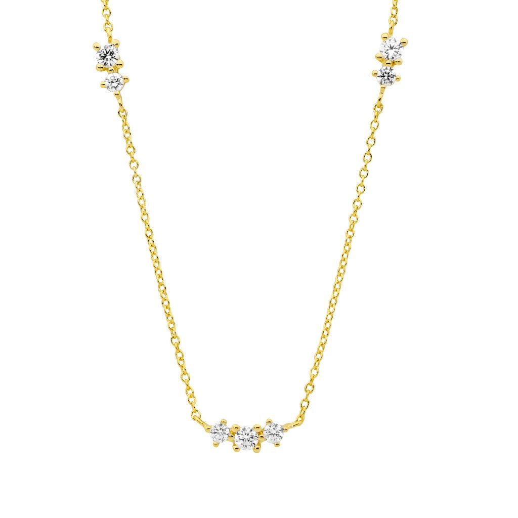 Cubic zirconia set gold plated necklace