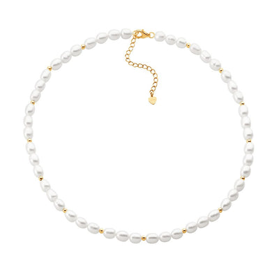 Freshwater pearl necklace with sterling silver gold plated beads