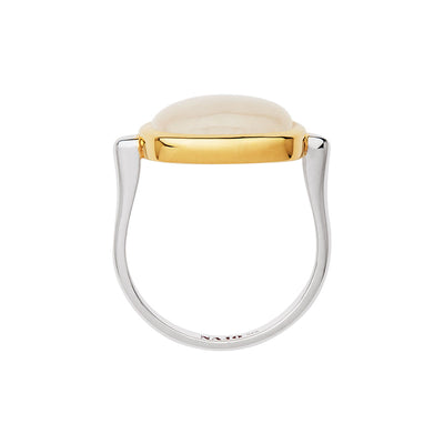 Fleur Yellow Gold Plated Rainbow Moonstone Ring