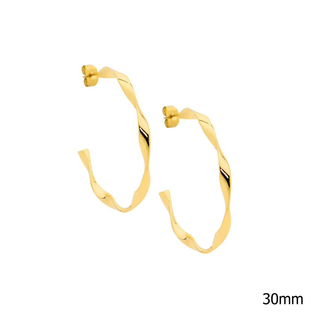 Stainless Steel Twist hoops & Gold plated