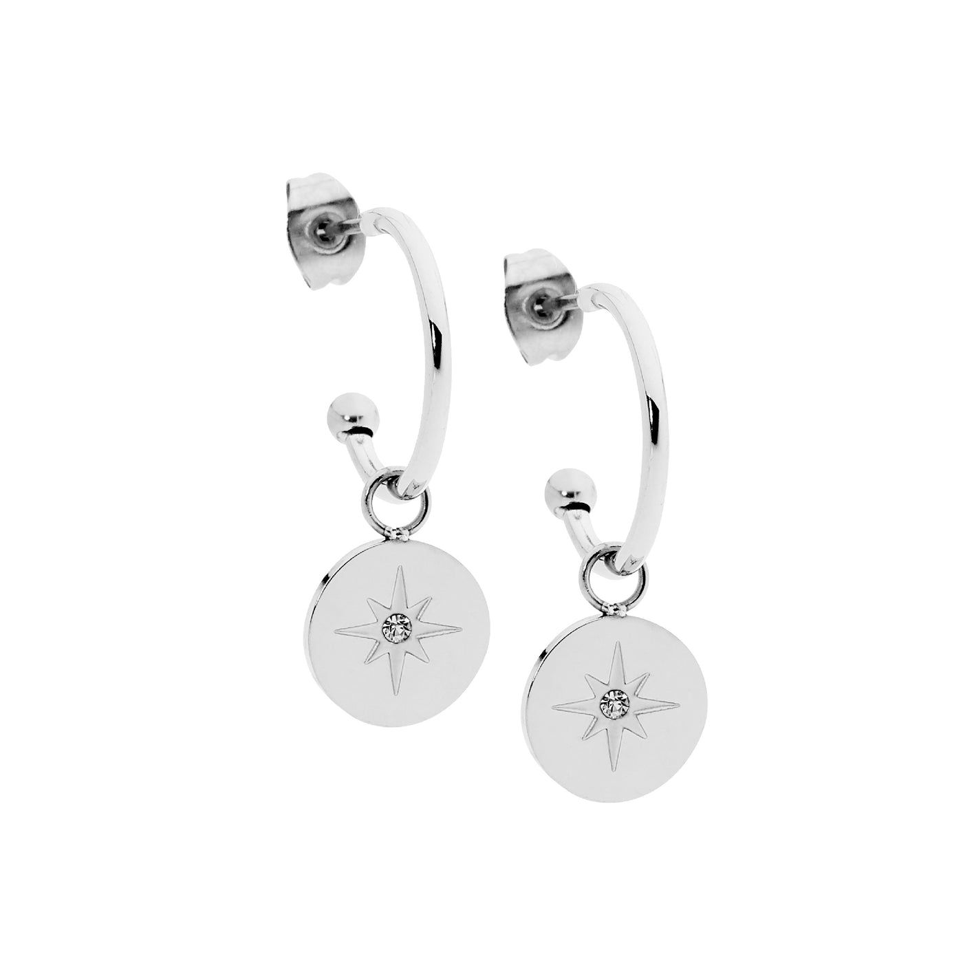 Stainless Steel Cubic Zirconia Drop Stud Earrings