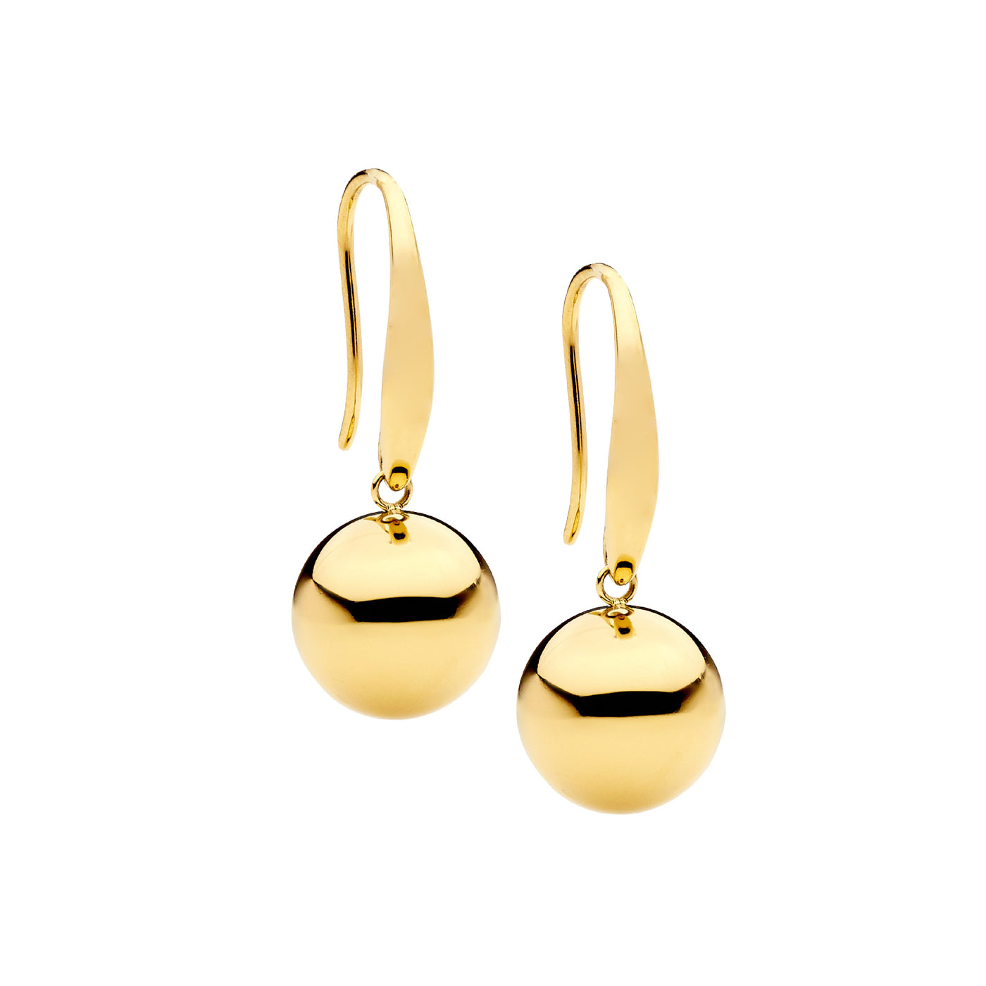 Stainless steel Yellow Gold Plated Ball Drop Earrings