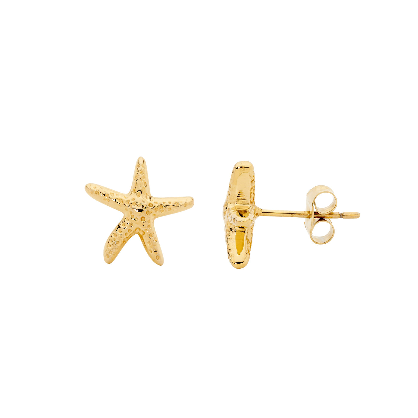 Stainless Steel yellow Gold Plated Starfish Stud