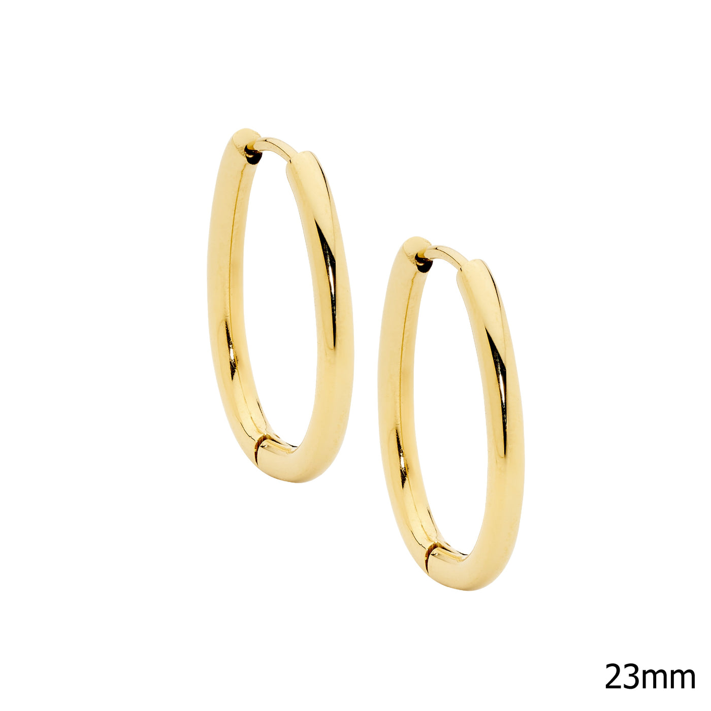 Stainless Steel Yellow Gold Plated Oval Hoops