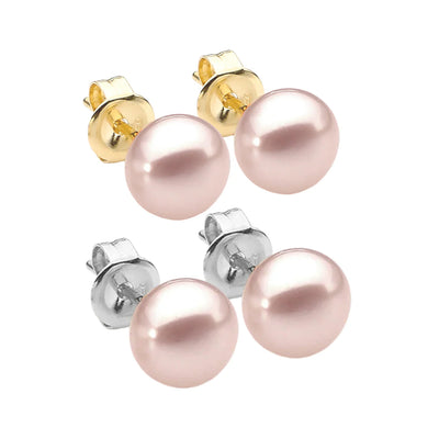 sterling silver Leray Pink Pearl stud 9-9.5mm
