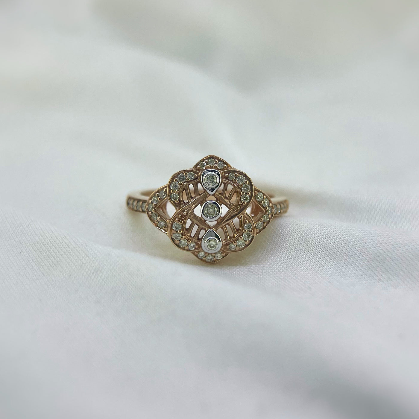 9ct Rose/White gold Diamond ring