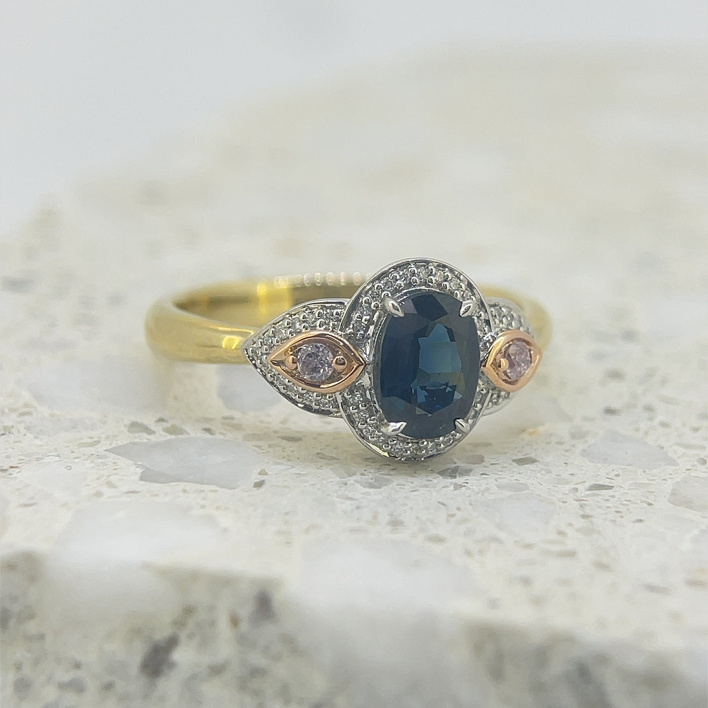 9ct Gold Diamond and Sapphire Dress Ring