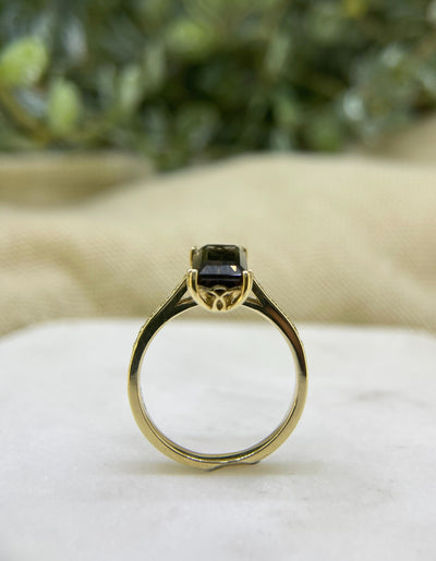 9ct Yellow Gold Diamond & Smokey Quartz Ring