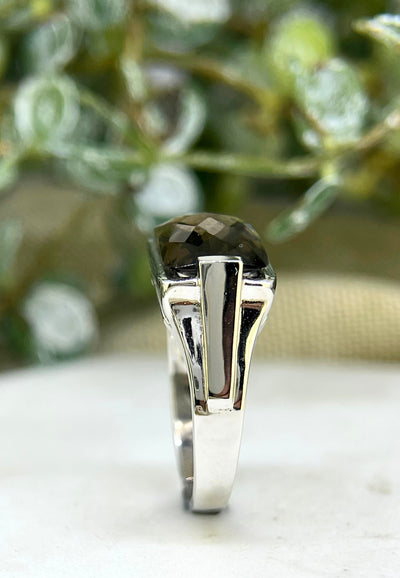9ct White Gold Smokey Quartz Ring