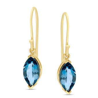 9ct Yellow gold London blue Topaz drops