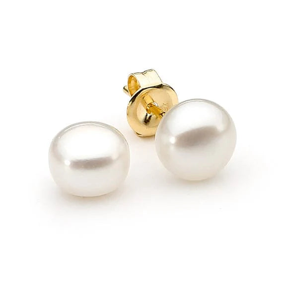 9ct Yellow Gold Luna Pearl Stud 9-9.5mm