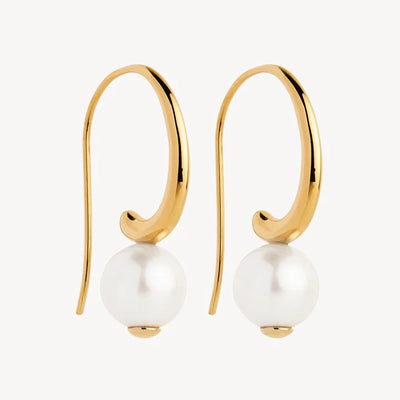 Fern Pearl Drop Earrings Gold Plated