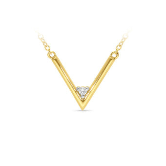 9ct Yellow gold Diamond V Shape necklace