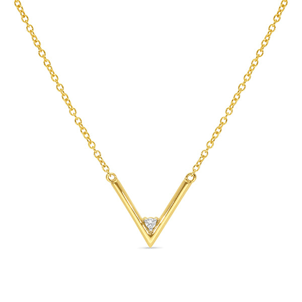 9ct Yellow gold Diamond V necklace