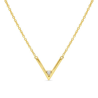 9ct Yellow gold Diamond V necklace