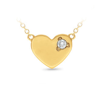 9ct Yellow gold Diamond Heart necklace