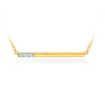 9ct Yellow gold Diamond bar pendant