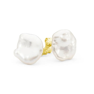 9ct Yellow Gold Pebble stud pearls