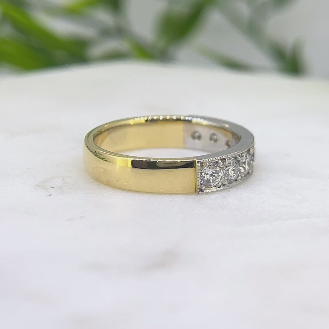 18ct Yellow/White gold diamond band