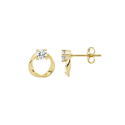Sterling Silver CZ Gold Plated Studs