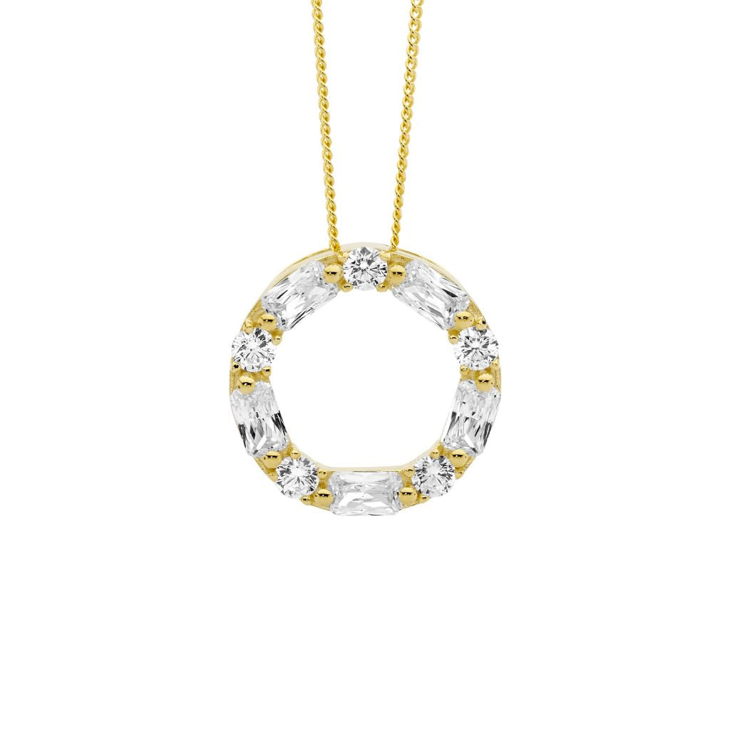 Sterling Silver CZ Gold Plated Pendant